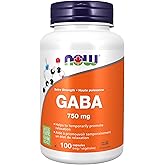 NOW Supplements GABA 750mg Vegetable Capsules, 100 Count