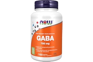 NOW Supplements GABA 750mg Vegetable Capsules, 100 Count