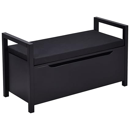 Amazon Com Black Shoe Bench Storage Rack Cushion Seat