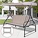TANGKULA Converting Outdoor Swing Patio Porch Garden Swing with Comfortable Cushion Seats, Adjustable Canopy & Coated Steel Frame Patio Swing 3 Seats Patio Deck Furniture (Beige)