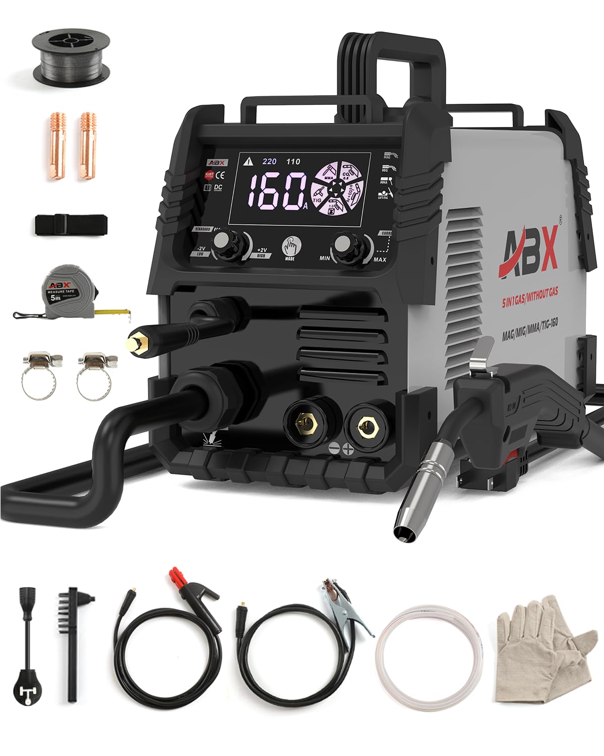 ABX MAG160A Welder, Welding Machine, 5 in 1 MMA Stick/GAS MIG/MAG ...