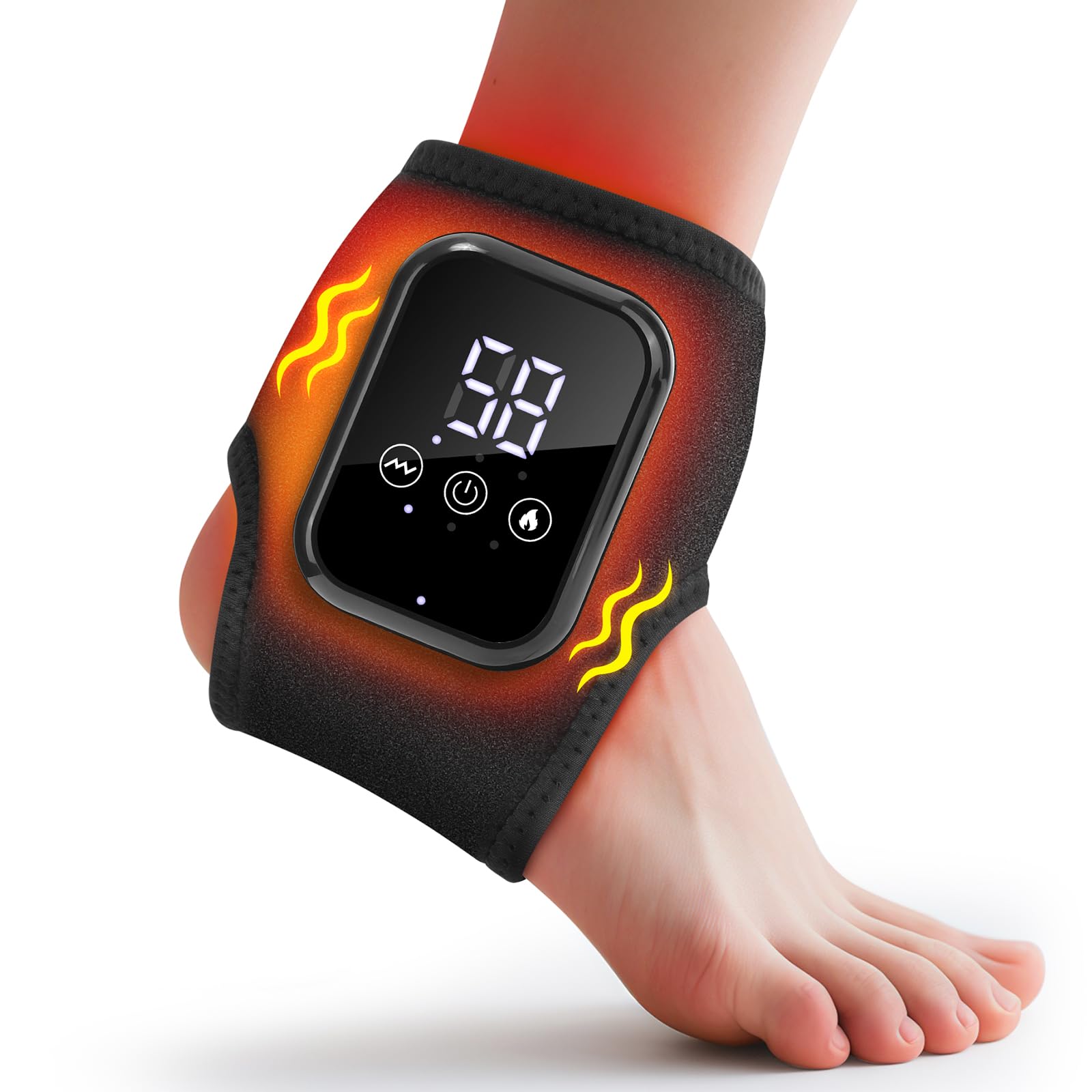 Photo 1 of Cordless Ankle Heating Pad, Electric Heating Pad for Ankle Pain Relief, Heated Feet Brace Wrap with 3 Temperature Levels and 3 Vibration Modes for Men and Women, Auto Shut Off