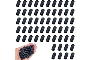 Acoeitl 60Pcs Round Rubber End Caps Black 1/4In(6mm) ID Vinyl Flexible Covers Screw Protectors Tips for Bolts Furniture Legs Wire Shelves Pipe Metal Poles End Caps for Thread Sealing Floor Protection
