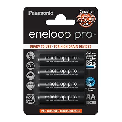 Panasonic eneloop pro, Ready-to-Use Ni-MH Akku, AA Mignon, 4er Pack, min. 2500 mAh, 500 Ladezyklen, mit extrastarker Leistung