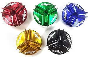 ZXXM Motorcycle Aluminum CNC Engine Oil Filler Plug Fill Cap Plug Screw Compatible With Kawasaki Ninja ZX6R ZX10R Versys 250 300 (Black)