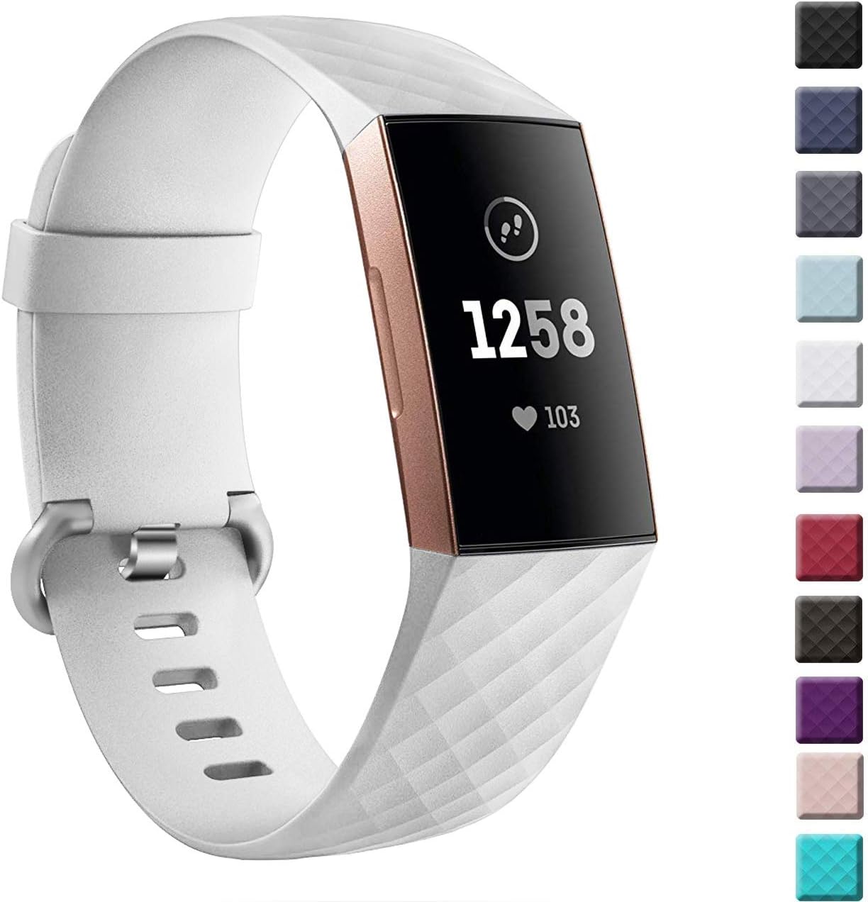 hooroor Compatible Sport Bands Replacement for Fitbit Charge 3 and Charge 3 SE Advanced Fitness Activity Tracker, Silicone Classic Small Large Bracelet Wristband for Women Men