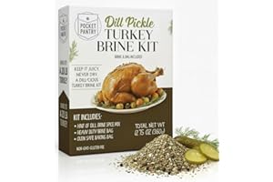 POCKET PANTRY Dill Pickle Turkey Brine Kit – 12.75oz Brine Mix with Resealable Brining Bag & Oven Bag Included – Bold Pickle Juice Flavor for Juicy Flavorful Turkey up to 25lb – Holiday Cooking Essentials-Add With Pickle Juice