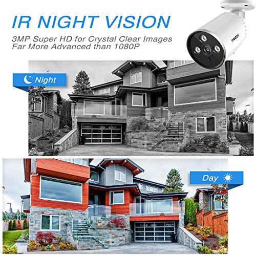 FREDI 3MP Outdoor Security Camera, Surveillance Cameras Outdoor WiFi PoE IP Camera FHD Night Vision, Two-Way Audio, Motion Detection, IP66 Waterproof, Cloud Storage Compatible with iOS/Android Systems