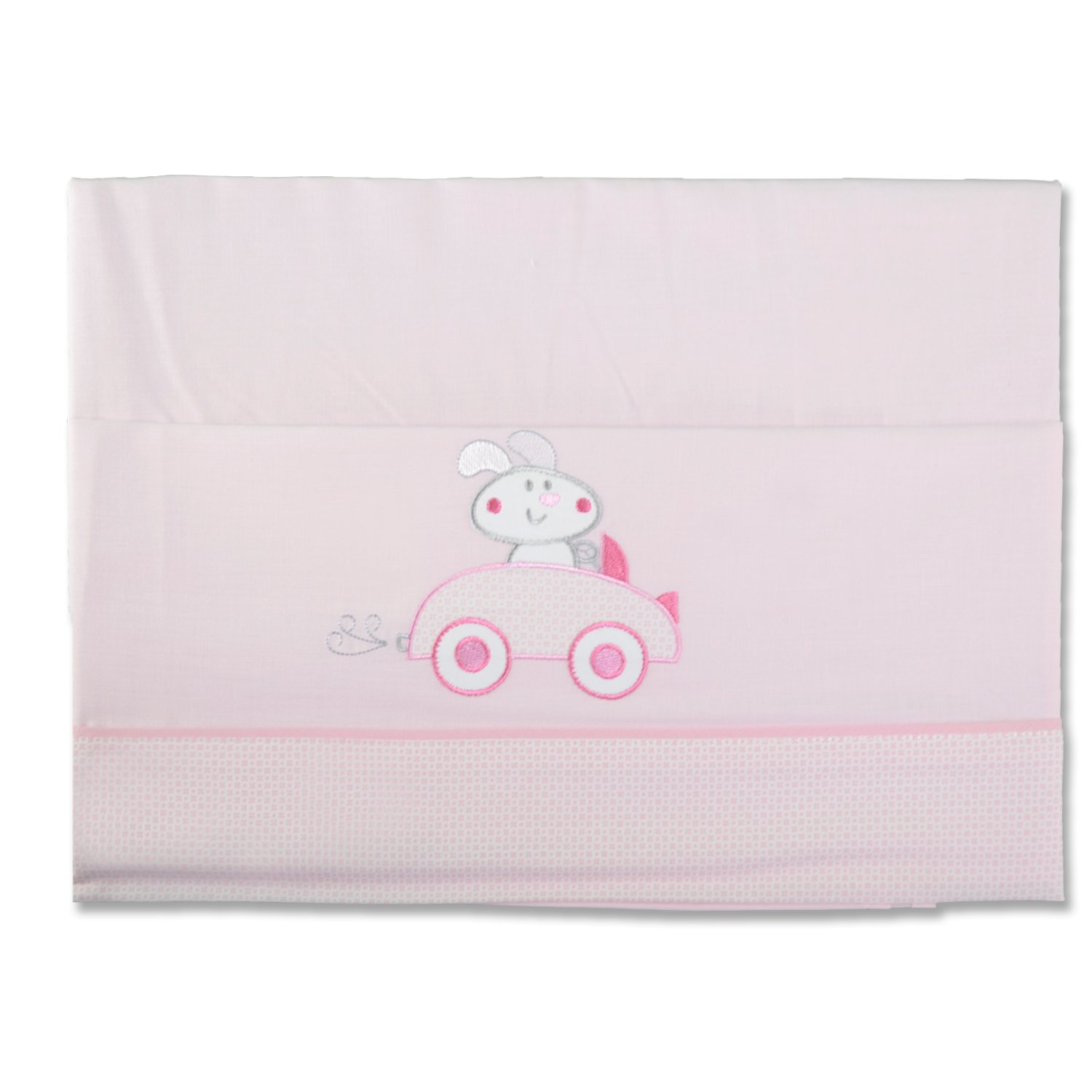 PEKITAS Set of 3 Fine Sheets for Car/Carrycot/Pram 40 x 80 cm 100% Cotton Made in Portugal (Pillowcase + Sheet + Fitted Sheet with Elastic, Pink Car)