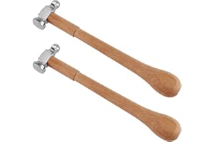 JEUIHAU 2 PCS Two-Sided Chasing Hammer, 11.4 Inch Long Jewelry Making Hammers, for Add Texture and Dimension to Metalwork