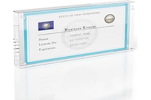 HOZE Acrylic Business License Frame - Desk/Table Top Display for 4x9 Business License Certificate - Clear Panoramic Photograph Picture Frame (Full Frame 4x10 Inch) - Perfect Cosmetology License Frame