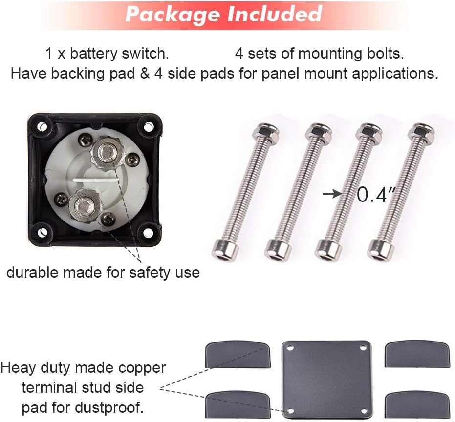 Battery Switch 12-48 V 275/1250 Amps Battery Power Cutoff Master Switch Disconnect Isolator for Car Vehicle RV ATV UTV Marine Boat On Off Position: Computers & Accessories