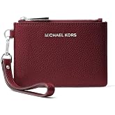 Michael Kors Jet Set Small Coin Purse, Silver-Tone Hardware/Pebble Leather/Oxblood