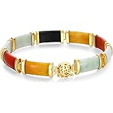 Amazon Essentials 18k Yellow Gold Over Sterling Silver Jade Noodle Link Bracelet, 7.25" , (previously Amazon Collection)