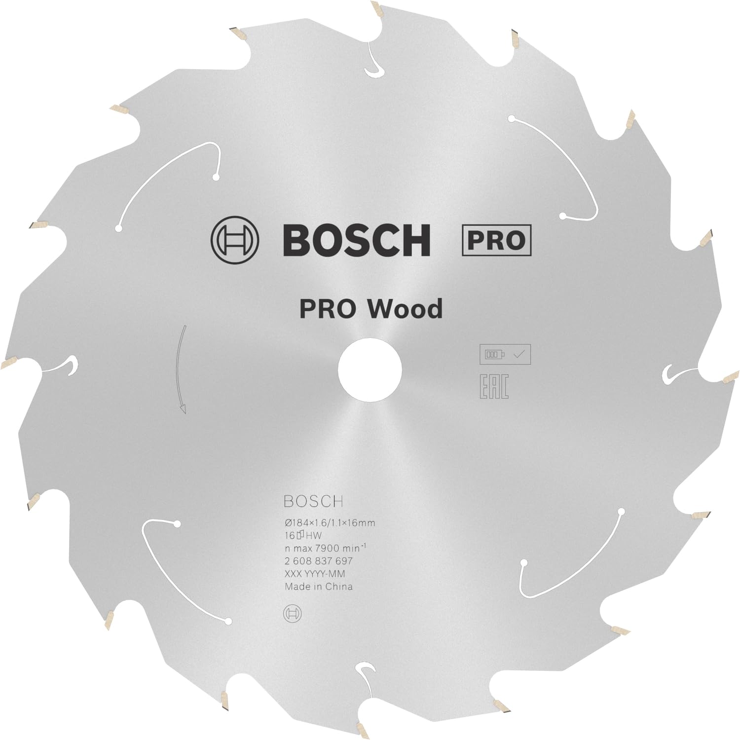 Bosch 1x PRO Wood Circular Saw Blade for Cordless Hand-Held Circular Saws (for Softwood, Hardwood, Ø mm, Professional Accessory Hand-Held Circular Saw)