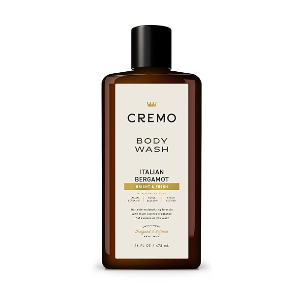 CREMO BODY WASH MEN, NOTES OF ITALIAN BERGAMOT, NEROLI BLOSSOM, AND FRESH VETIVER, RICH-LATHERING ITALIAN BERGAMOT, 16 FL OZ