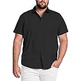 COOFANDY Big & Tall Shirts for Men Short Sleeve Button Down Casual Dress Shirts