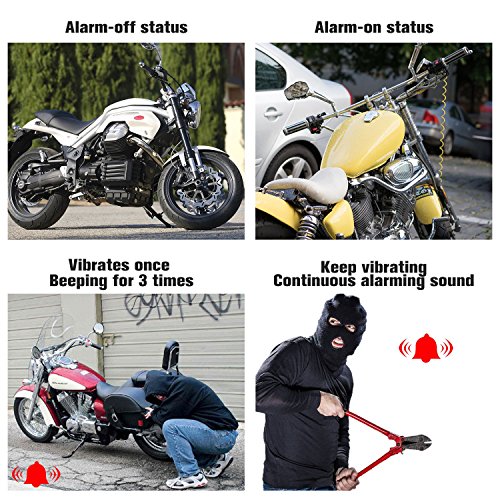 AGPTEK Disc Lock, Antitheft Steel Alarm Disk Brake Lock 110db 6mm Pin with 1.5m Reminder Cable for Motorcycles, Bikes and Scooters (Black with Reminder Cable)