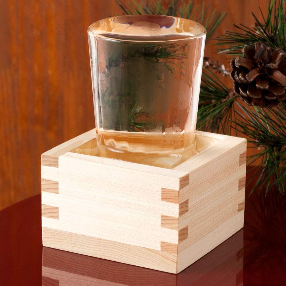 Amazon Co Jp 自宅で日本酒を楽しむ 枡酒 セット2ml冷酒グラス150ml 八勺枡masu And Glass Sake Set ホーム キッチン