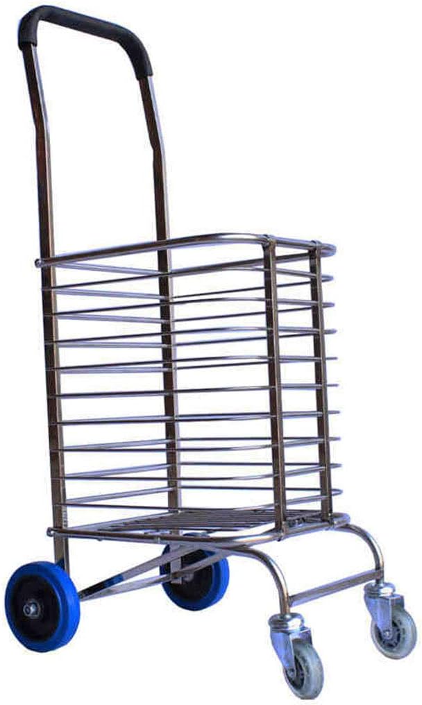 LLCC Carro de la Compra de Cuatro Ruedas, Carro portátil, Cuerpo de Acero Inoxidable, Mango de LLCC Carro de la Compra de Cuatro Ruedas, Carro portátil, Cuerpo de Acero Inoxidable, Mango de