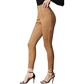 Allegra K Women's Faux Suede Leggings High Waisted Stretch Casual Faux Leather Pants for Women