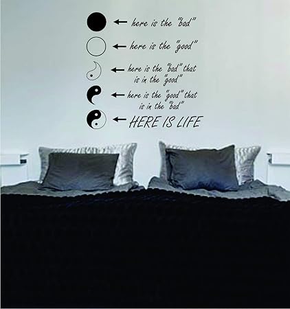 Yin Yang Autocollant Mural En Vinyle Avec Citation Here Is Life Amazon Fr Bebes Puericulture