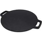 11-Inch Cast Iron Roti Tawa, Double Handled Cast Iron Crepe Pan for Dosa, Tortillas