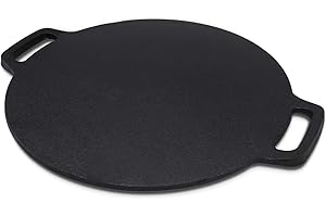 12.6-Inch Cast Iron Roti Tawa, Double Handled Cast Iron Crepe Pan for Dosa, Tortillas