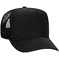 OTTO Cap Youth 5 Panel High Crown Mesh Back Trucker Hat Polyester Foam Front Black