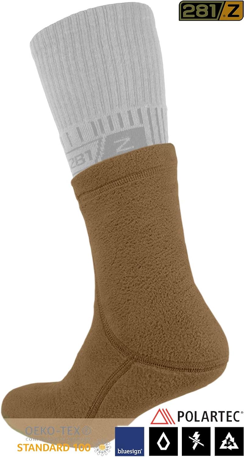 281Z Outdoor Warm 6 inch Liners Boot Socks - Military Tactical Hiking Sport - Polartec Fleece Winter Socks (Coyote Brown): Clothing