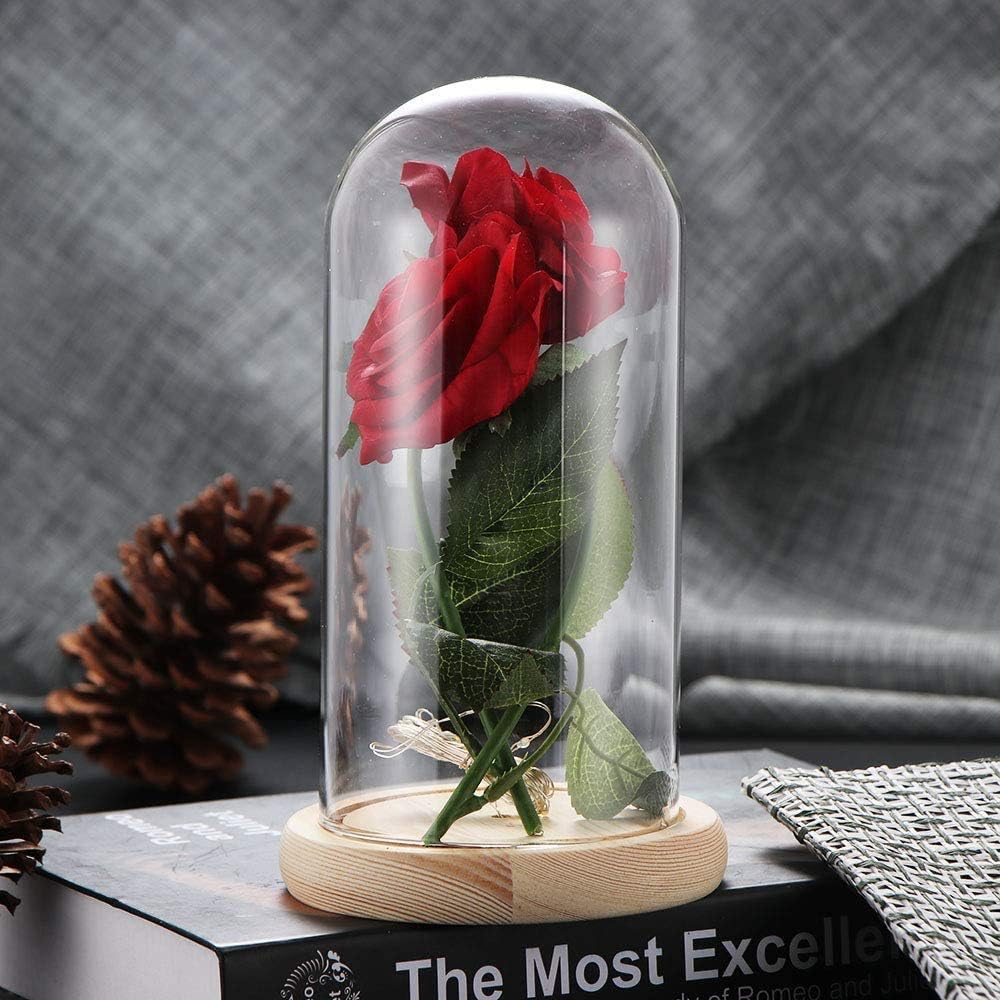 ACCEDE Enchanted Rose Lamp, Artificial Silk LED Rose Strip Light, Glass Lampshade Warm White DIY for Home Decor Mothers’ Day - Image 3