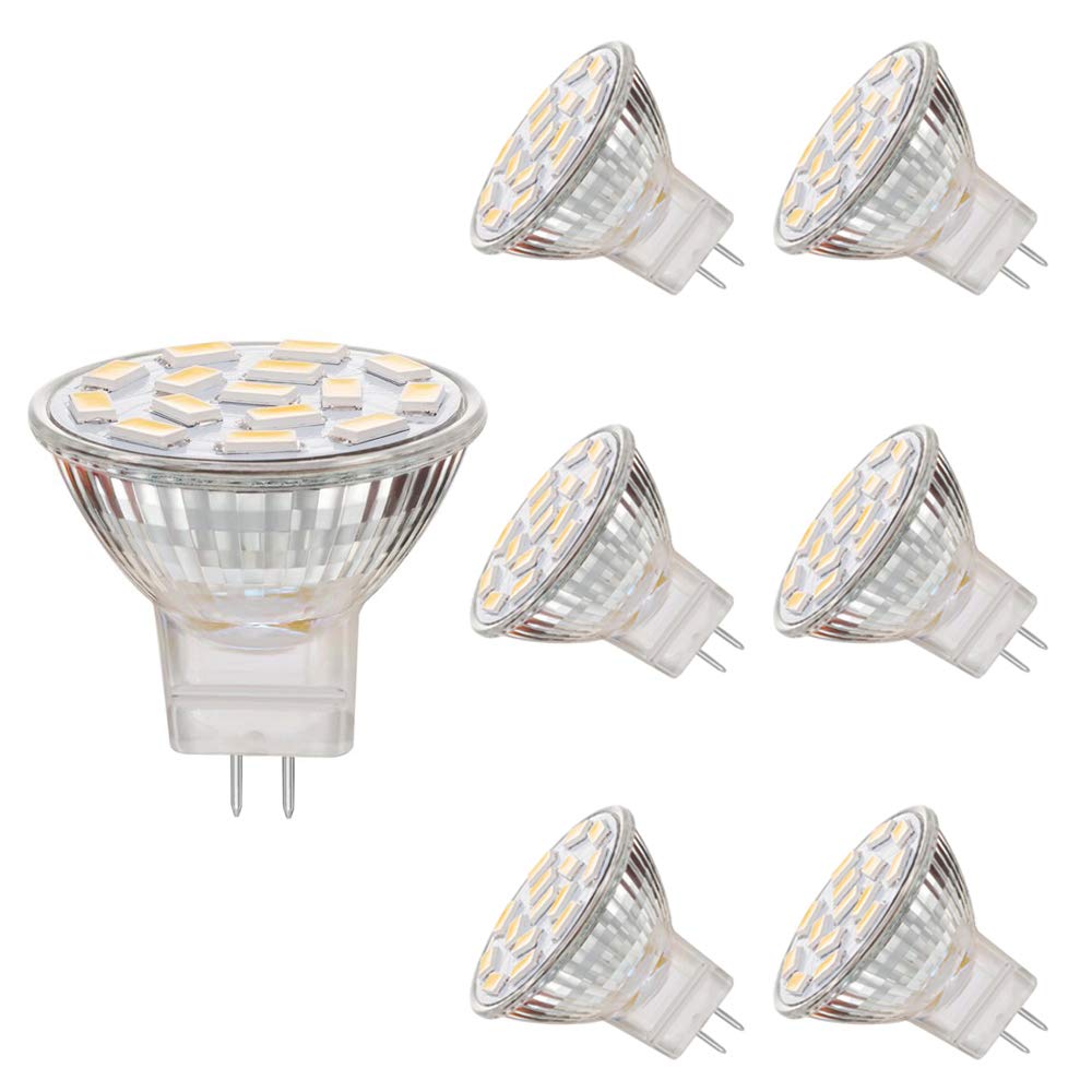 MR11 GU4.0 3.5W LED Light Bulbs, Equivalent to 25-35W Halogen Lamps, GU4.0 Base AC/DC 12V,350LM,Spot Light Bulb,Recessed Lighting,Track Lighting,Warm White(3000K,6pcs)