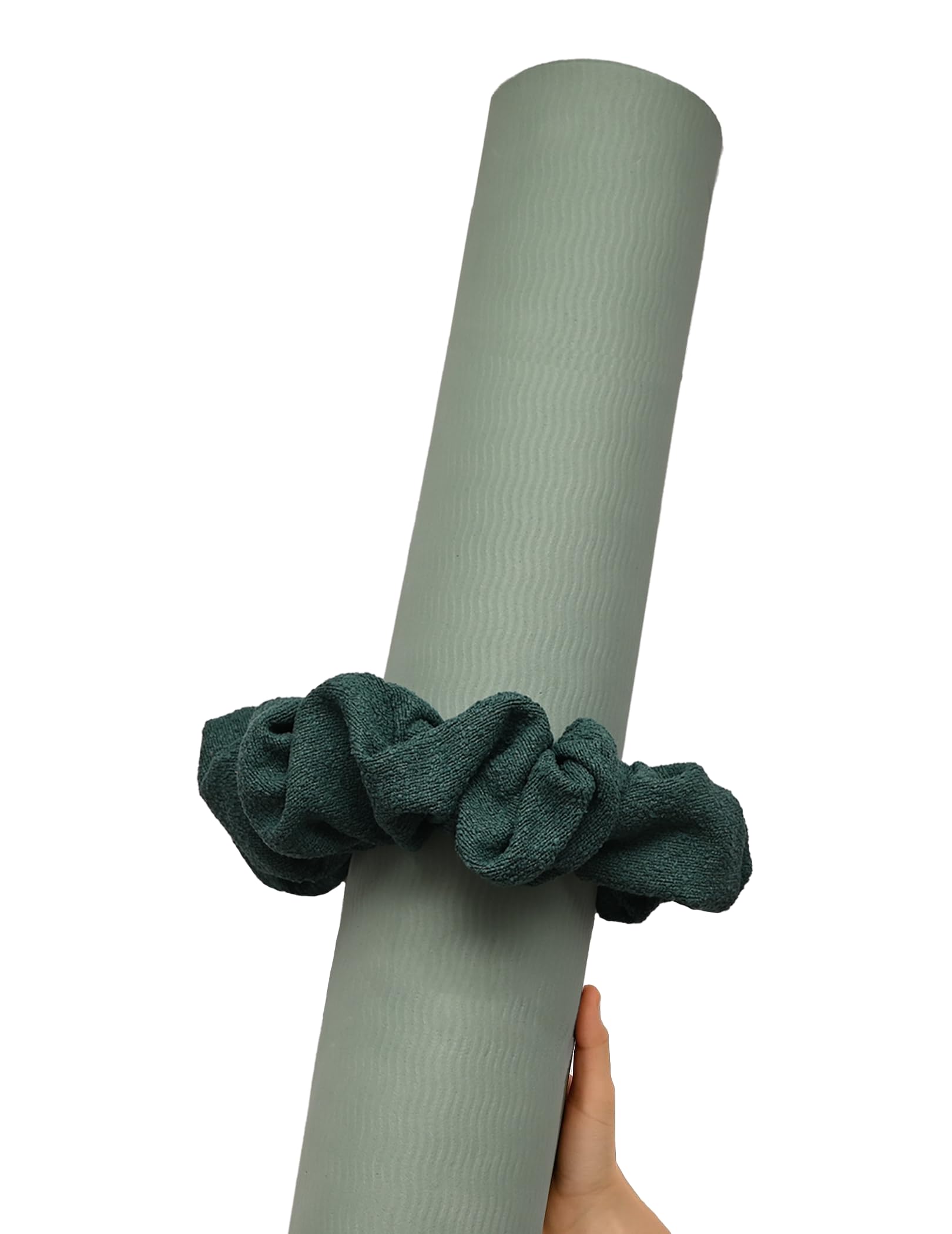 Photo 1 of Yoga Mat Scrunchie - Holds Your Yoga Mat in Style - Durable & Luxurious Fabric - Fits All Standard Yoga Mats Dark Green