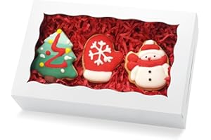 XINHPKGG 50pcs Cookie Boxes with window 8x5x2 Inch Bakery Boxes Treat Box Dessert Box for Chocolate Covered Strawberries Maca