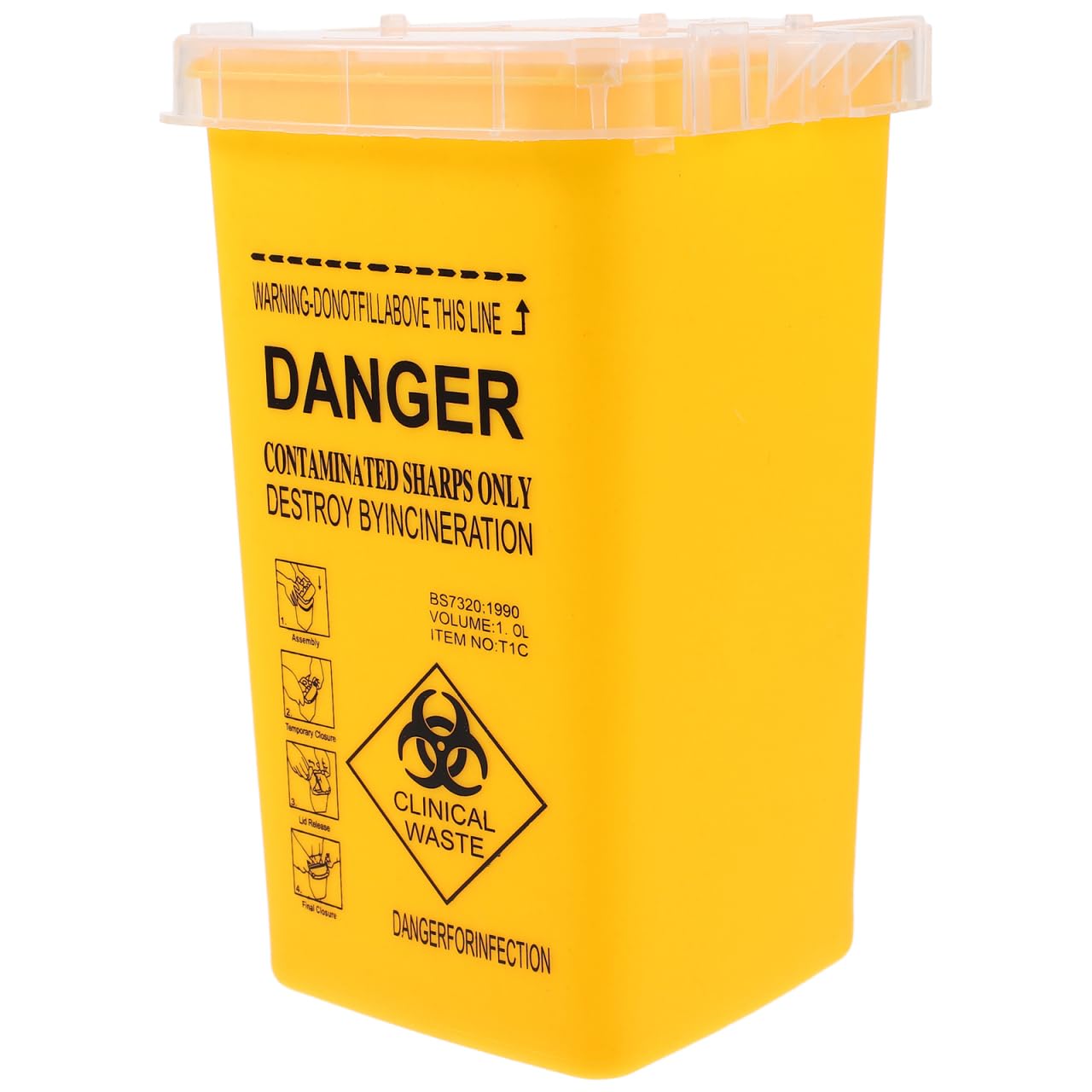 Healifty Sharps Container Disposal Box 6.10 Inch Travel Sharps Bin with Secure Lock for Safe and Home Use