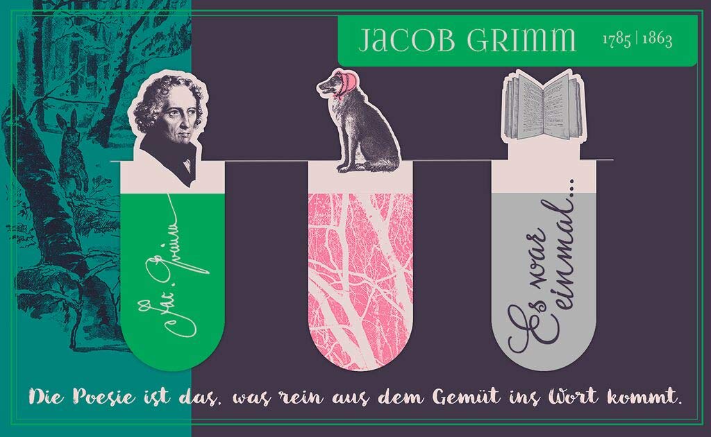 Moses Jacob Grimm Literary Magnetic Bookmark Set of 3 Magnetic Bookmarks Charming Illustrated