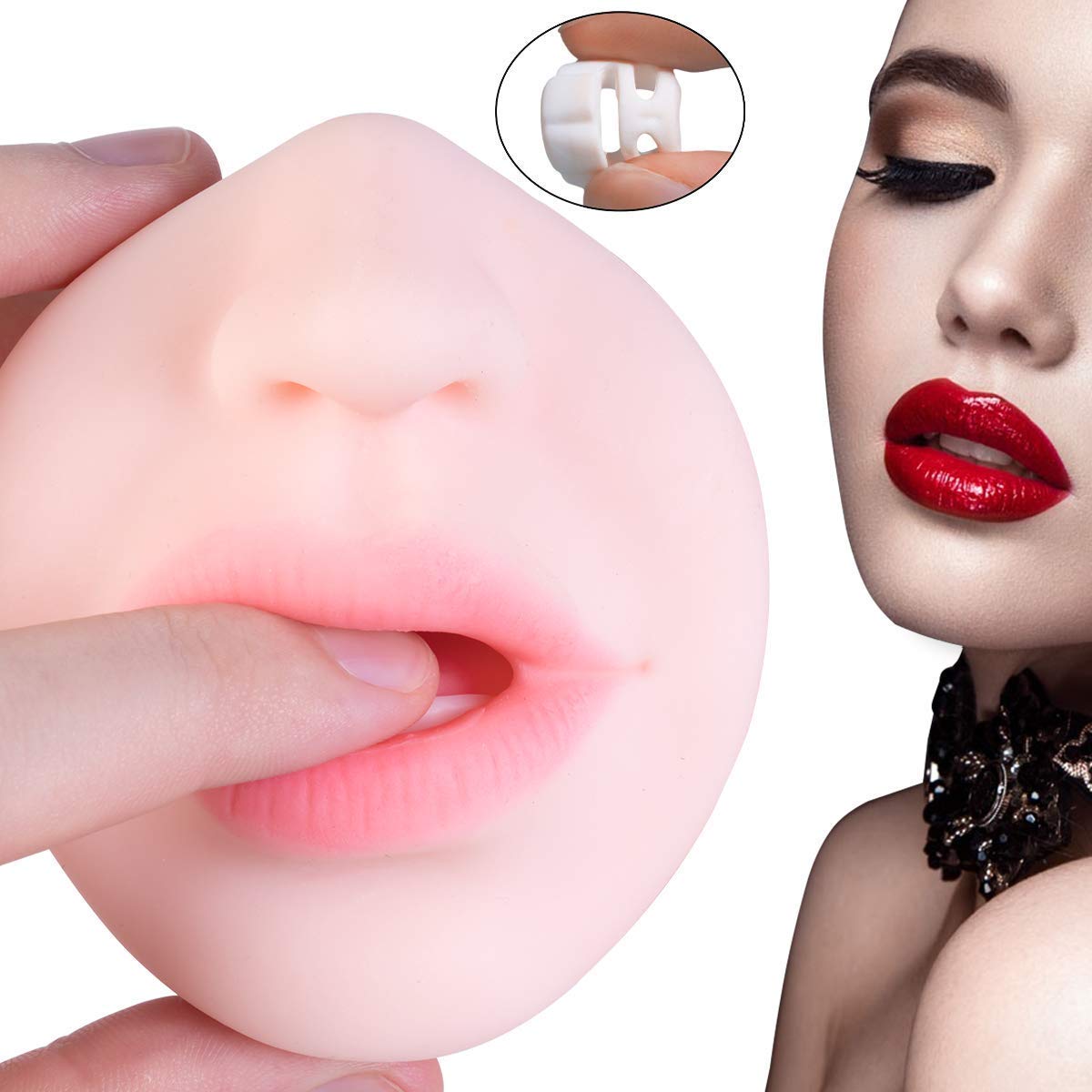 Zemalia Masturbatoren Sexspielzeug für Männer 2 in 1 Masturbator mit Realistischer Vagina und Mund, eingebauter Penisring