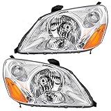 Headlights Headlamps Driver and Passenger Replacements for 03-05 Honda Pilot 33151-S9V-A01 33101-S9V-A01