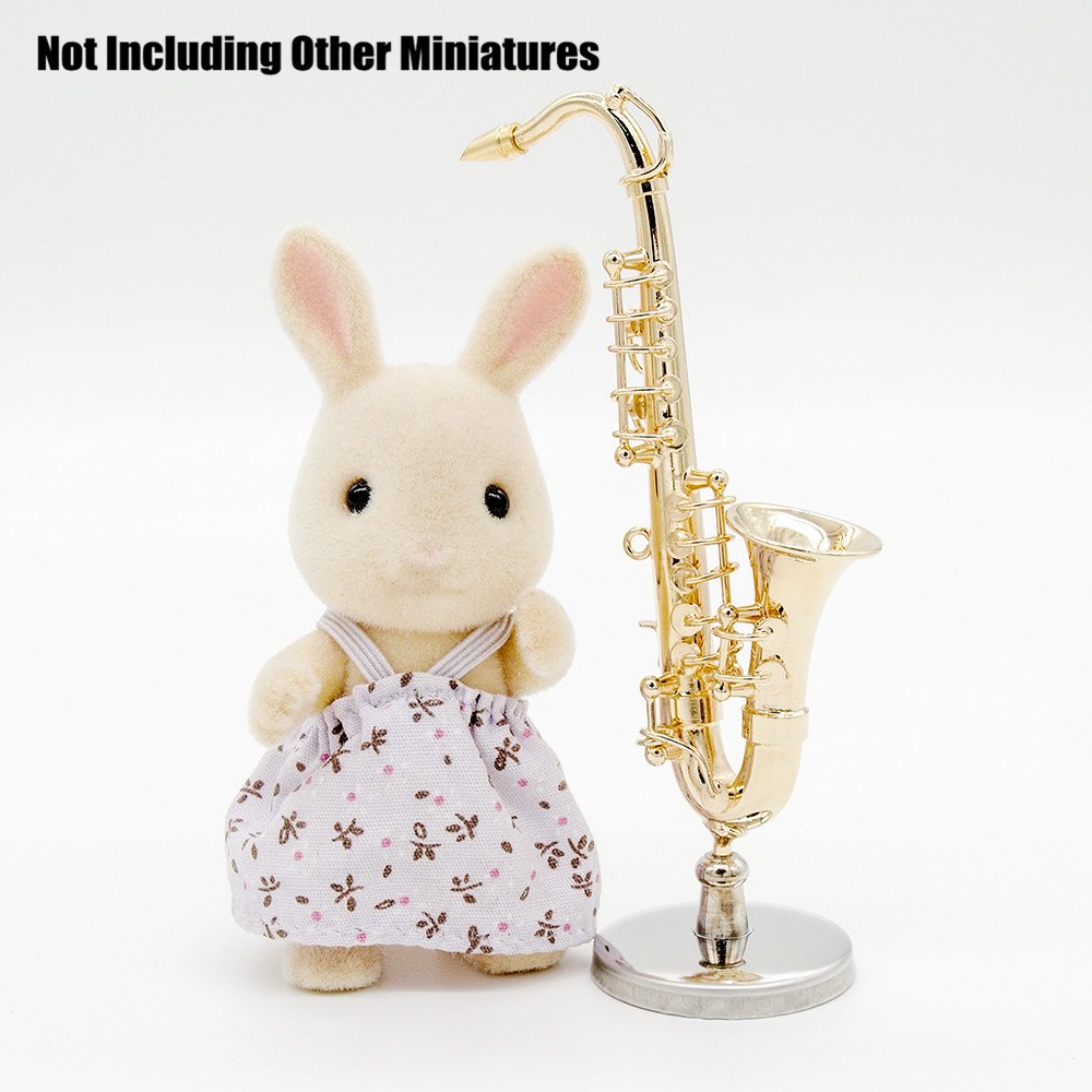 Odoria 1/12 Miniature Saxophone - Dollhouse Accessory, Wood & Metal, With Case, Small Decorative Musical Instrument