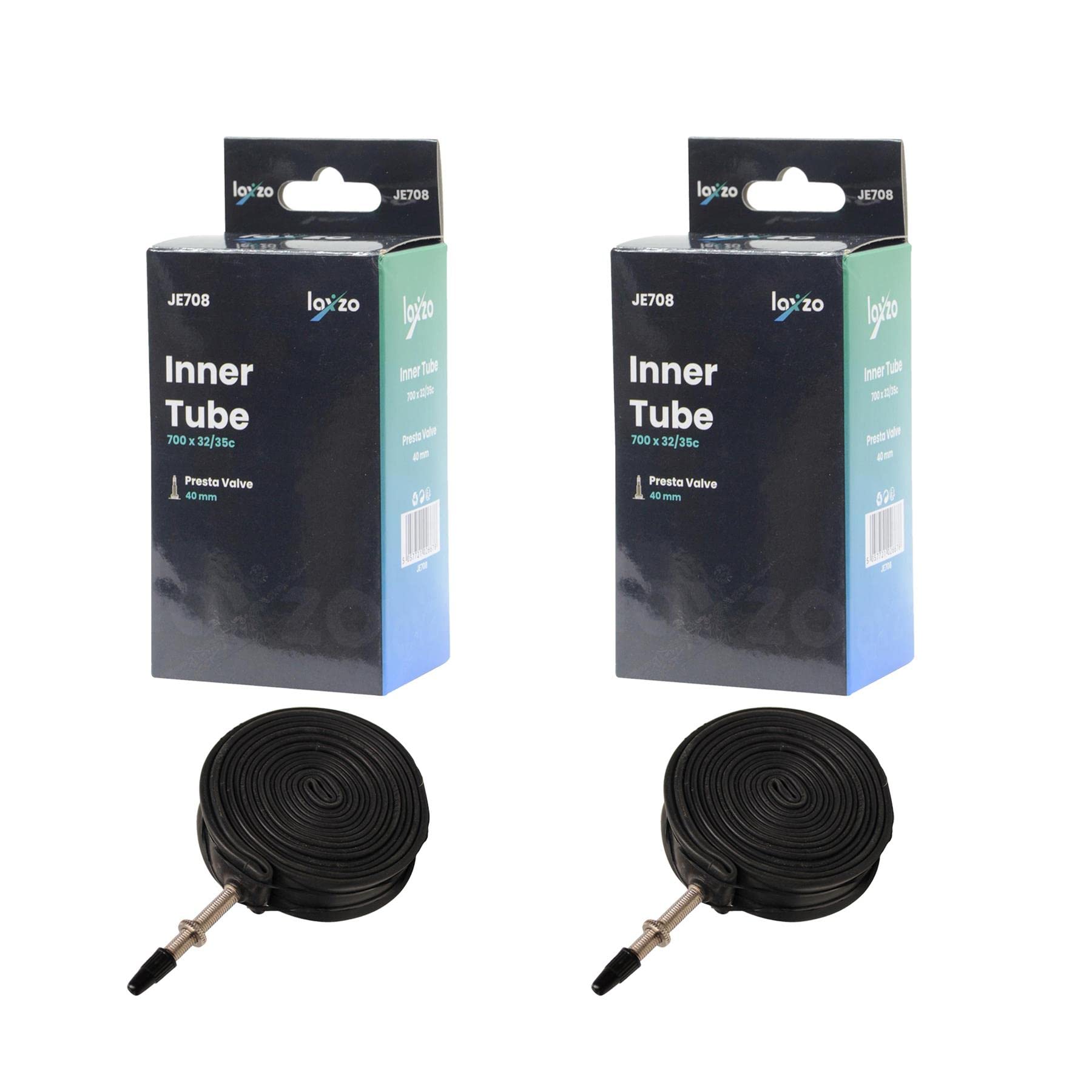 Laxzo ® Bike Tyre Inner Tube 700 x 32/35c Mountain MTB Bicycle High Puncture Resistance Butyl Rubber Presta Valve 40mm Road Racing & Hybrid Bike Black 2PCS