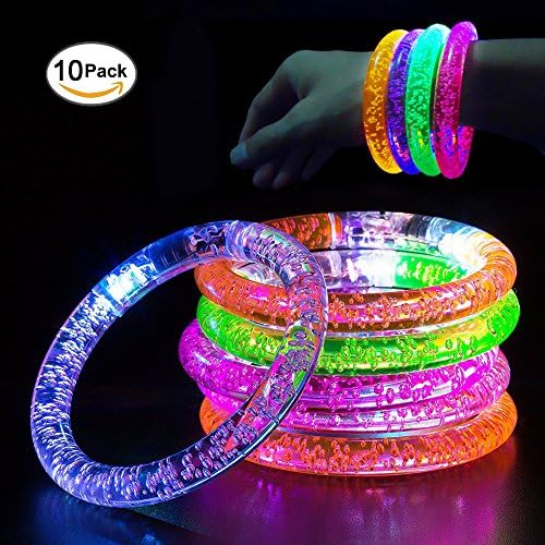 Halloween Christmas Multicolor LED flash Bracelet Fluorescence Stick Lightemitting bracelet Luminous toys Great For Parties, Bar, party，Weddings, Children gifts，Birthdays And More（10 packs）