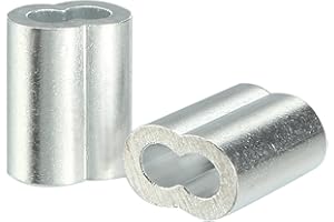 uxcell Aluminum Crimping Loop Sleeve Double Barrel for 1.5mm(1/16") Wire Rope Pack of 50