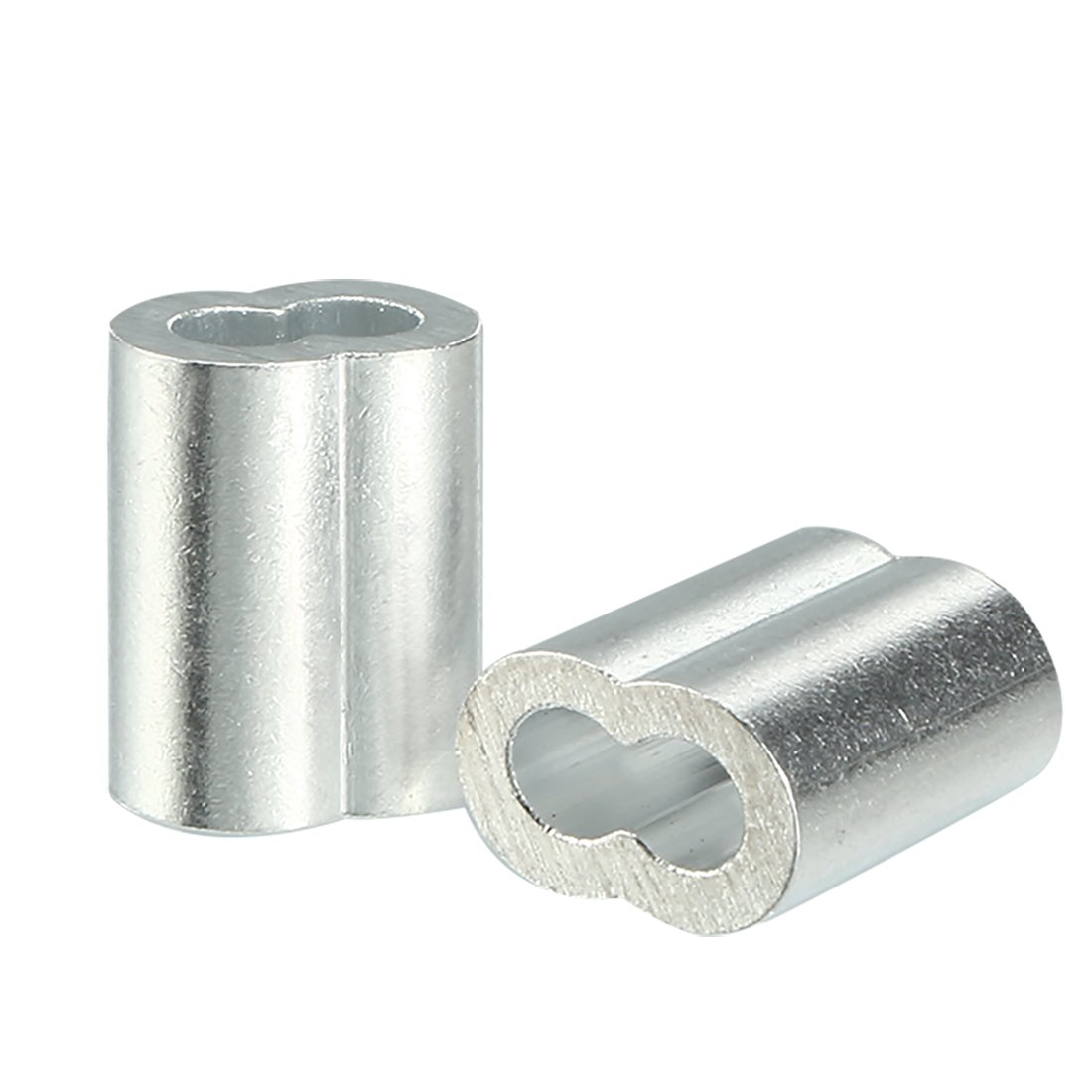 Sourcingmap Aluminum Crimping Loop Sleeve Double Barrel for 1.5mm(1/16") Wire Rope Pack of 50