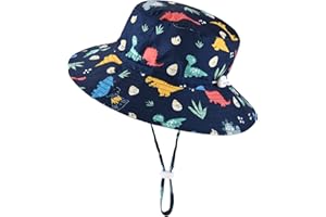 EXEMABA Baby Sun Hat Adjustable - Outdoor Toddler Swim Beach Pool Hat Kids UPF 50+ Wide Brim Chin Strap Summer Play Hat