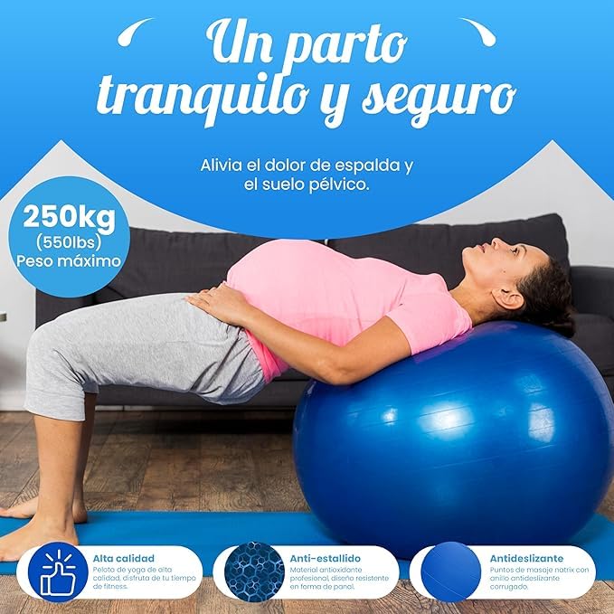 POKYGO Pelota de Ejercicio,75cm Pelota para Pilates y Yoga de Estática,Antiexplosión Antideslizante Pelota de Gimnasia, para Casa y Gimnasio,Deportivo Entrenamiento,Incluye Bomba de Aire
