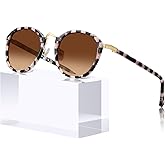 CARFIA Acetate Metal Bridge Sunglasses for Women Polarized UV Protection, Retro Fashion Ladies Sunnies Round Shades Eyewears