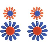 ONLYJUMP 60s 70s Daisy Earrings for Women Exaggerated Acrylic Large Flower Earrings Bohemian Boho Earring Layered Flower Petals Earrings
