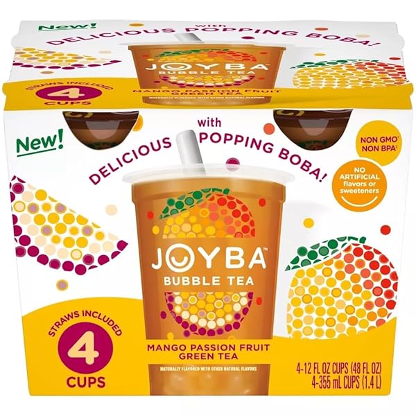 JOYBA MANGO PASSIONFRUIT GREEN TEA BUBBLE TEA, 12 FL OZ (PACK OF 4)