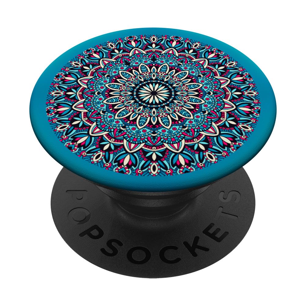 Blue Teal Mandala Henna PopSockets Adhesive PopGrip