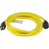 Houseables Generator Cord, Electric Extension Wire, 4 Prong, 30 Amp, 125-250v, Single, Yellow, All Rubber, 10 Gauge, Heavy Du